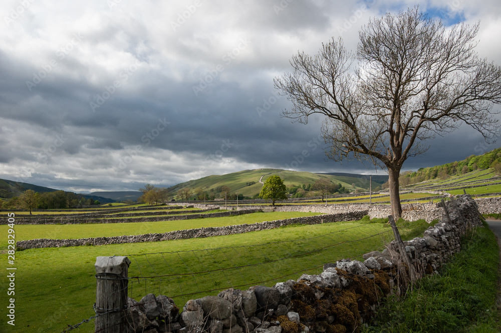 Yorkshire Dales with moody skies
