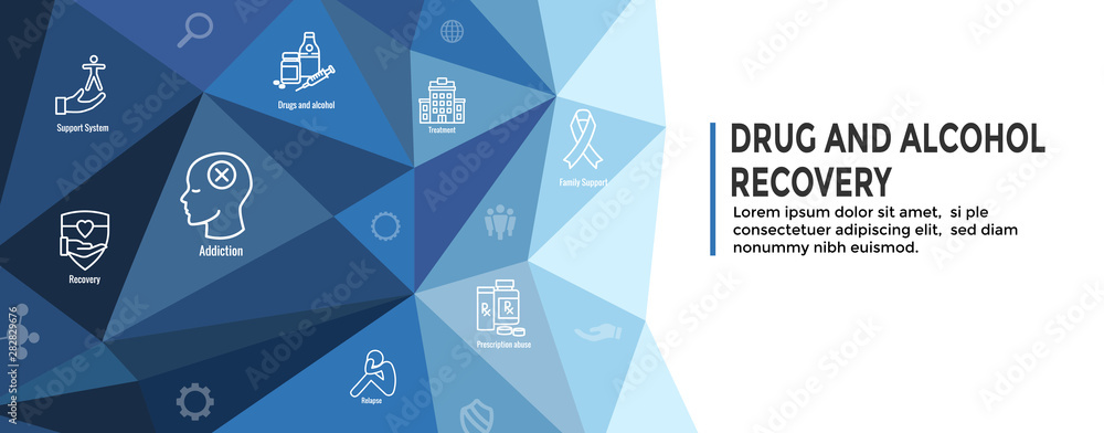 Φωτογραφία Drug and Alcohol Dependency Icon Set & Web Header Banner