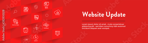 Website Update Icon Set with Web Header Banner