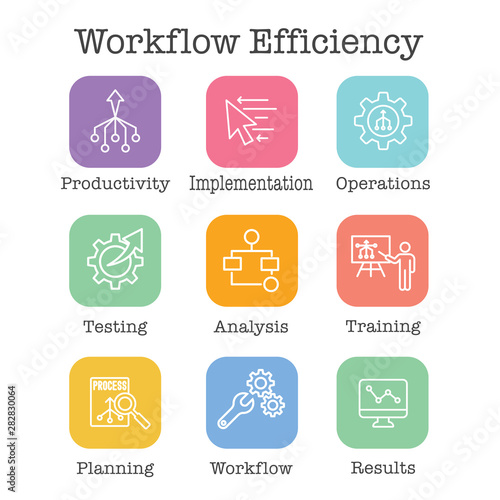 Workflow Efficiency Icon Set - has Operations, Processes, Automation, etc