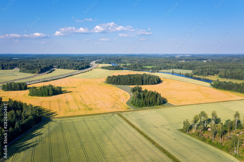 Finland. Helsinki Area. Bird's-eye view of the fields