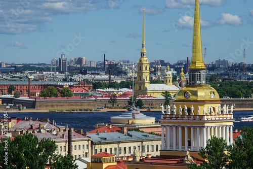 View of the Admiralty tower and Peter and Paul fortress from a height
