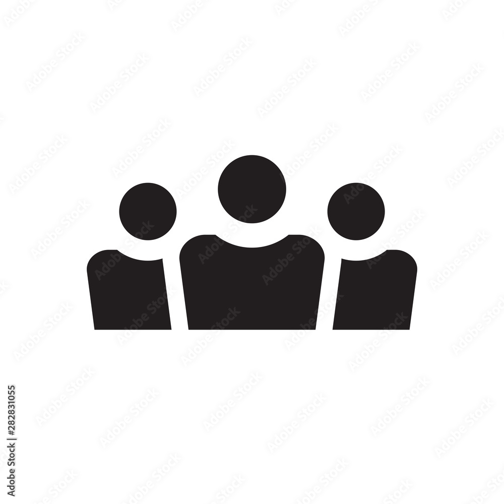 Group of people - black icon on white background vector illustration for website, mobile application, presentation, infographic. Fiendship teamwork concept sign design. Manager leadership symbol.