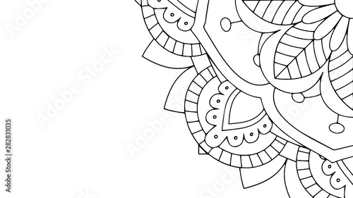 Black and White Mandala Pattern Decorative Ornament in Ethnic Oriental Style Unusual Flower Shape for Web Design Print Tattoo Coloring Book