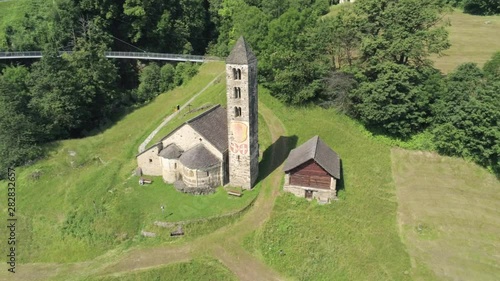 Aerial view of Church San Ambrogio Vecchio (also San Carlo), Negrentino, Switzerland photo