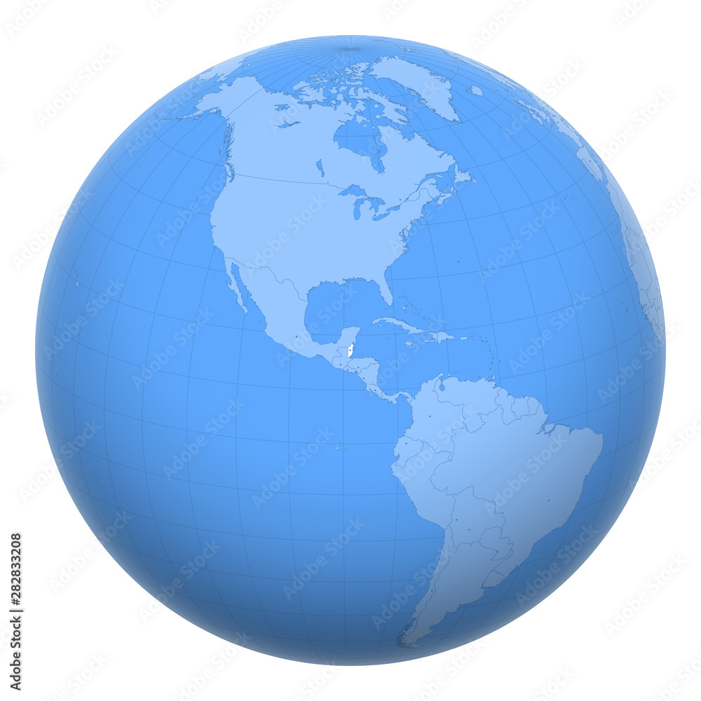 Belize on the globe. Earth centered at the location of Belize. Map of Belize. Includes layer with capital cities. Belize on the globe. Earth centered at the location of Belize. Map of Belize. Includes layer with capital cities.