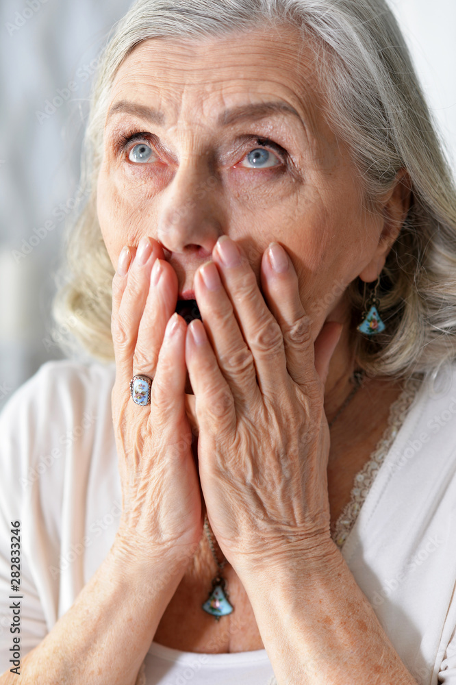 Close up portrait of a sad senior woman Close up portrait of a sad senior woman