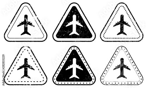 Blank Triangle postal stamps set.illustration vector 