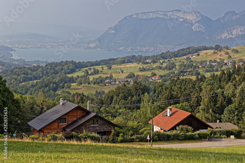 Annecy Lake as see, from the slopes of the Bauges mountain range photo