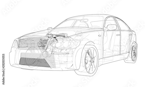 Concept car. Vector rendering of 3d