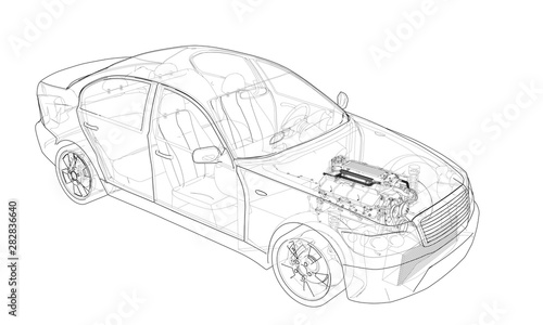 Concept car. Vector rendering of 3d
