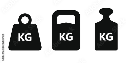 Weights graphic icons set. KG signs isolated on white background. Kilogram symbols. Vector illustration photo