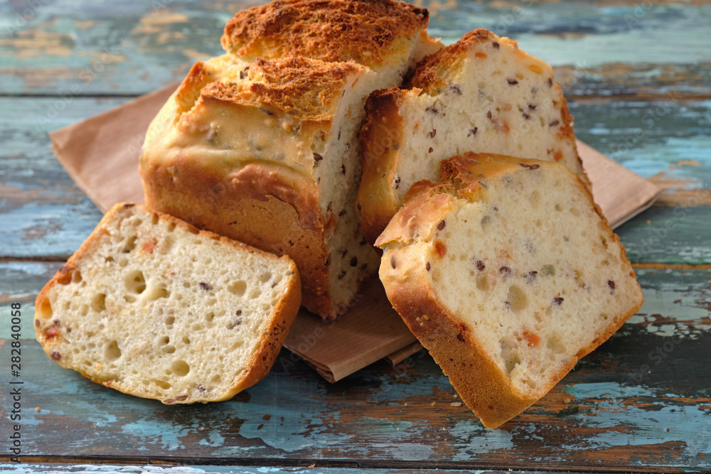 Loaf of fresh sliced multigrain bread is yeast free. Loaf of fresh sliced multigrain bread is yeast free.