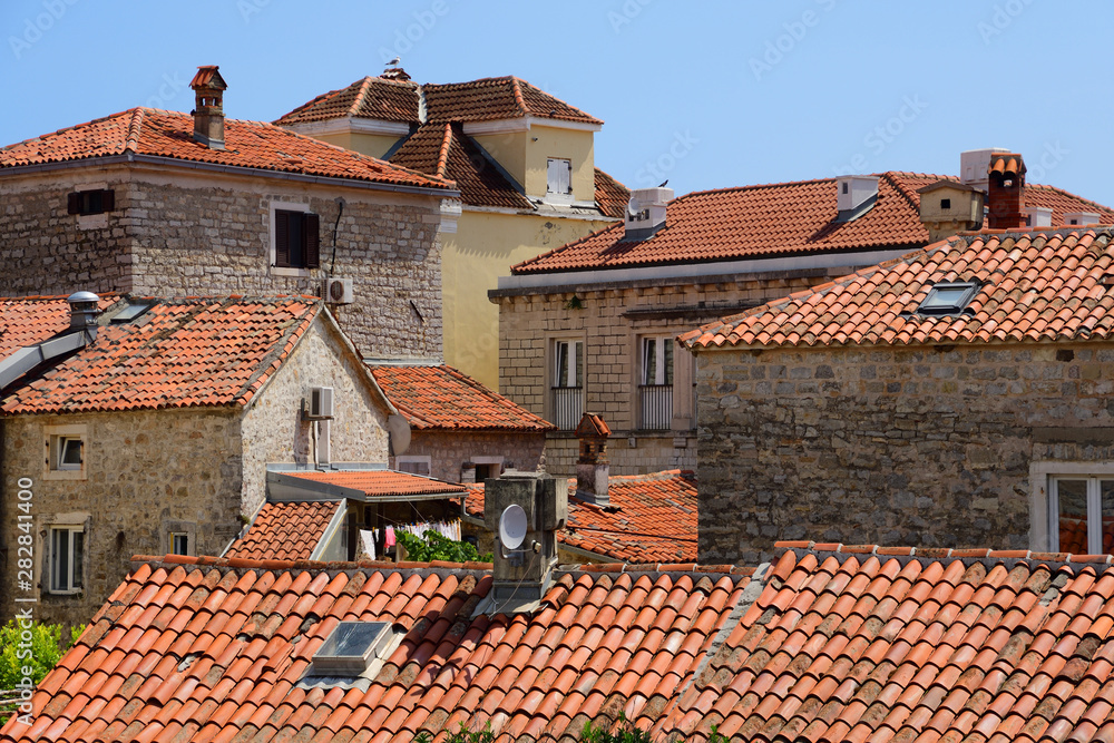 Roofs in old town of Budva, Montenegro