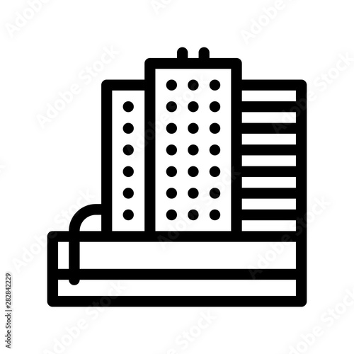 Water Treatment Industrial Building Vector Icon Sign Thin Line. High Rise House, Water Treatment Linear Pictogram. Recycling Environmental Ecosystem Plumbing Industry Monochrome Contour Illustration photo