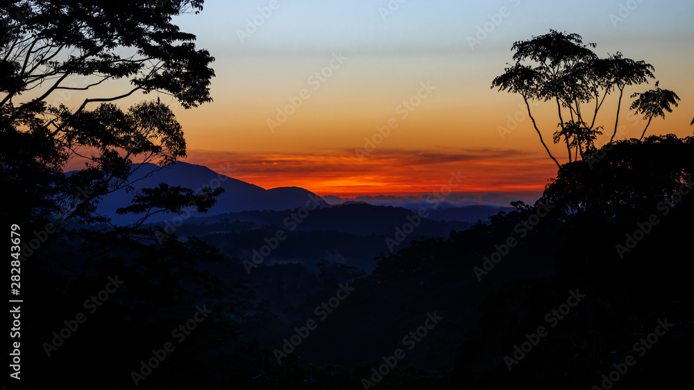 Beautiful sunrise in tropical mountains. Rose Gums Wilderness Retreat, Queensland, Australia. Landscape Photography,-Picture. Beautiful sunrise in tropical mountains. Rose Gums Wilderness Retreat, Queensland, Australia. Landscape Photography,-Picture.