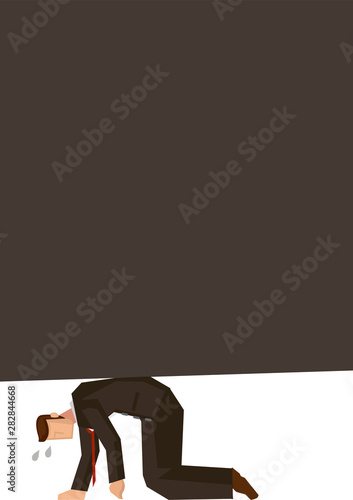Metaphor of businessman in the corner of the frame
