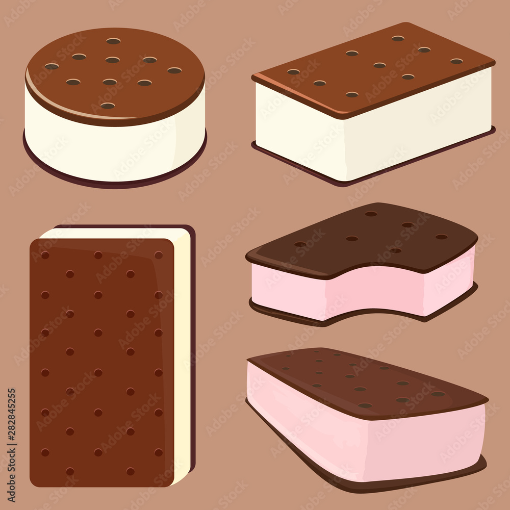 Set of ice cream sandwich cookie Set of ice cream sandwich cookie