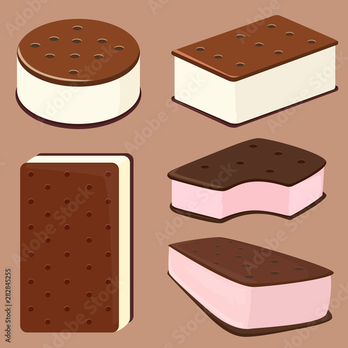 Set of ice cream sandwich cookie