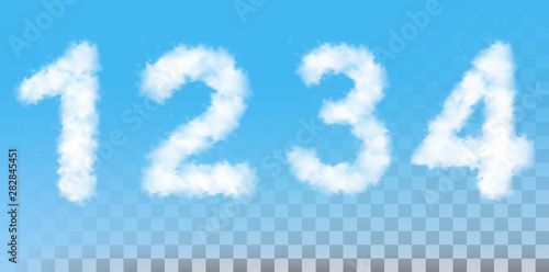 Numbers made out of clouds. Vector illustrtion