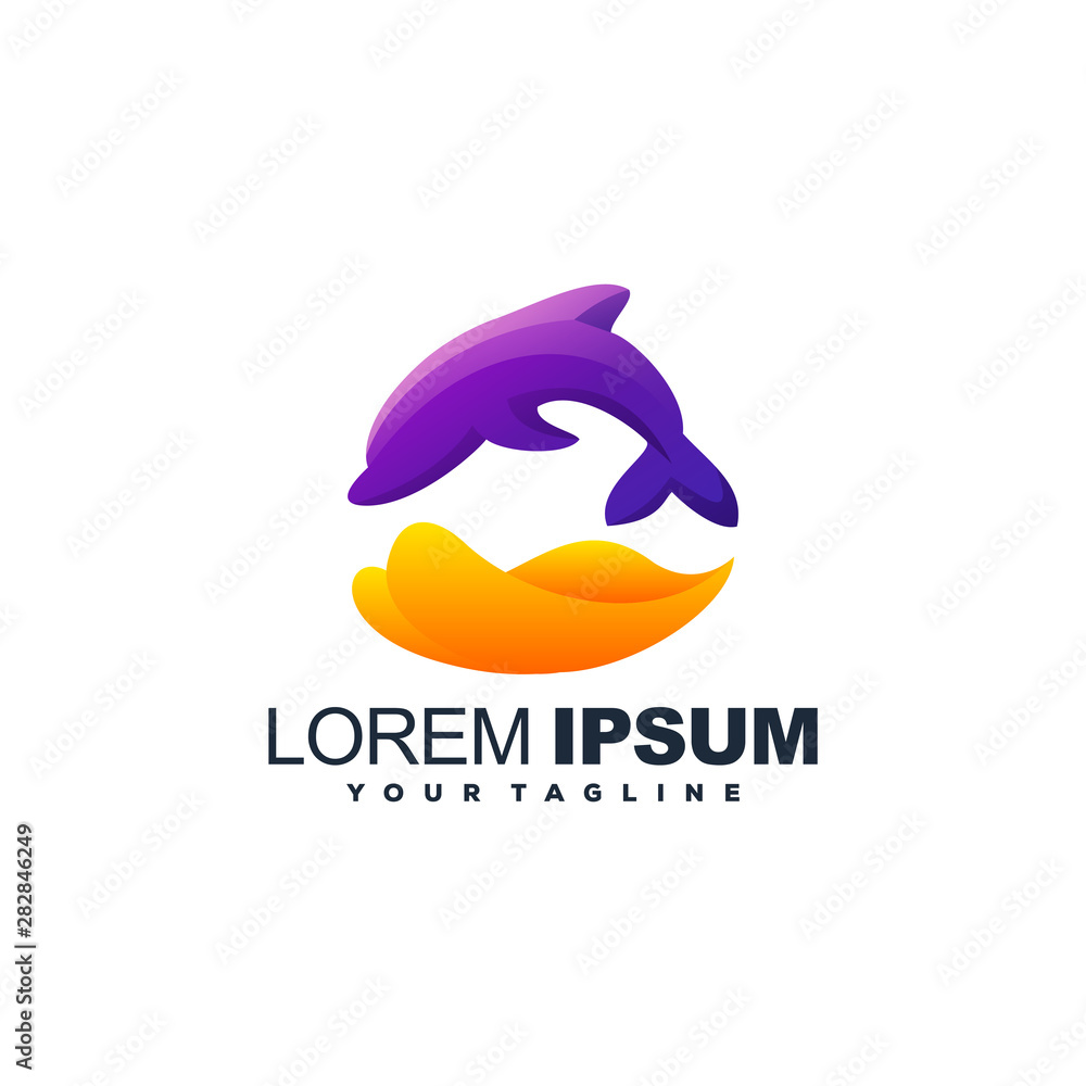 awesome dolphin gradient logo design