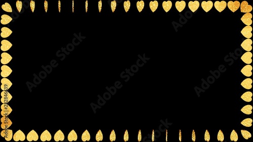 Frame-Rotating Golden Shimmering Hearts