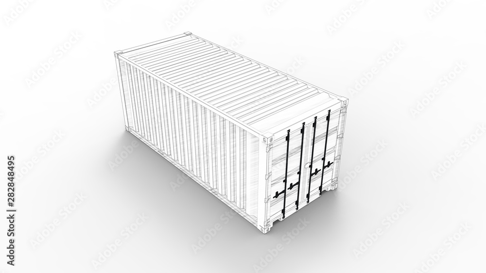 Sea container 3d rendering of computer model in white background Sea container 3d rendering of computer model in white background