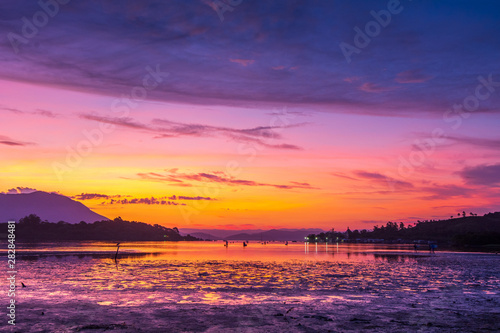 Sunset over Tapera Beach in Florianópolis Santa Catarina Brazil photo