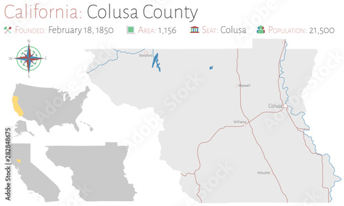 Large and detailed map of Colusa county in California  USA