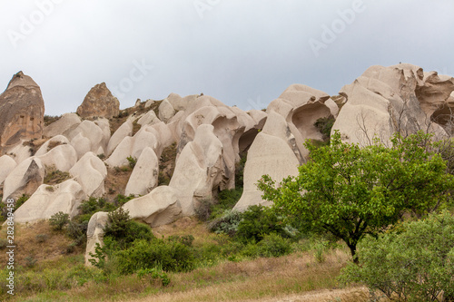 Beautiful mountains rocks landscape. Cloudy sky