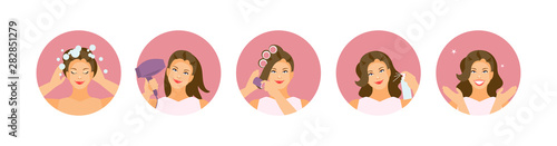 Hair styling stages vector