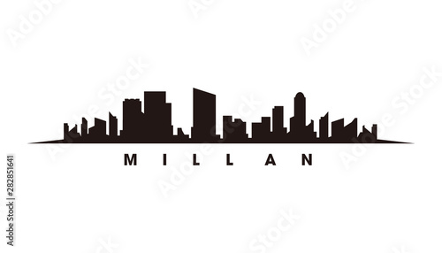 Millan skyline and landmarks silhouette vector