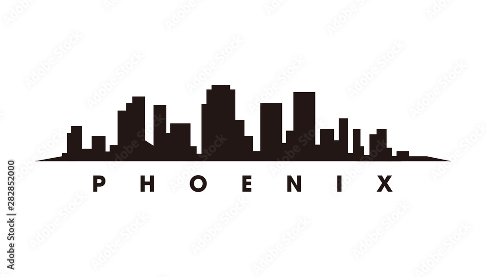 Phoenix skyline and landmarks silhouette vector