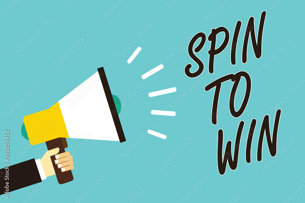 Text sign showing Spin To Win. Conceptual photo Try your luck Fortune Casino Gambling Lottery Games Risk Man holding megaphone loudspeaker blue background message speaking loud Text sign showing Spin To Win. Conceptual photo Try your luck Fortune Casino Gambling Lottery Games Risk Man holding megaphone loudspeaker blue background message speaking loud