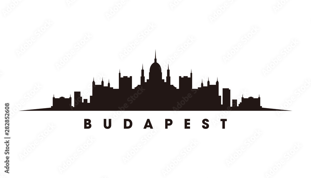 Obraz premium Wektor sylwetka panoramę Budapesztu i zabytki