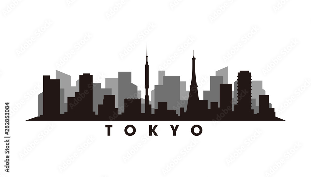Obraz premium Tokyo skyline and landmarks silhouette vector