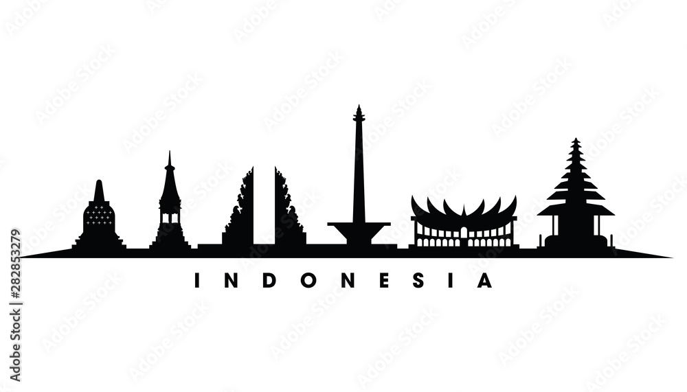 Indonesian building culture silhouette vector illustration