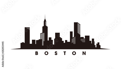 Boston skyline and landmarks silhouette vector