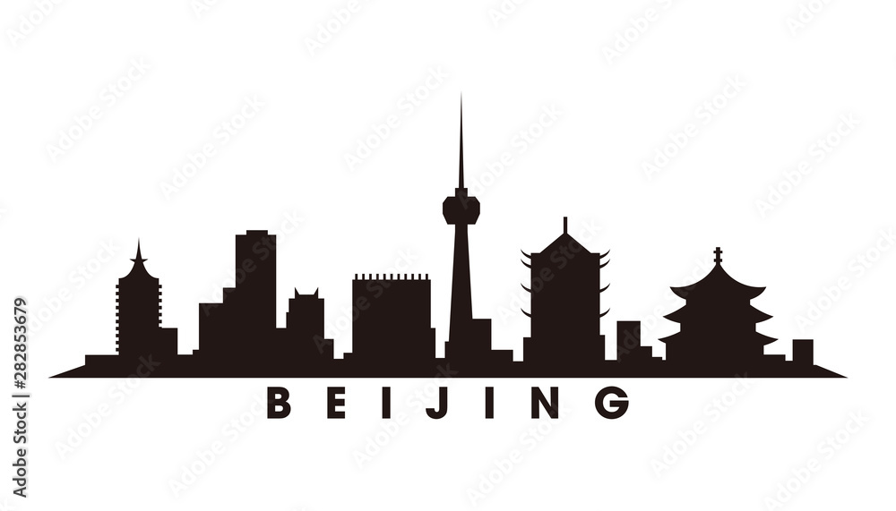 Beijing skyline and landmarks silhouette vector