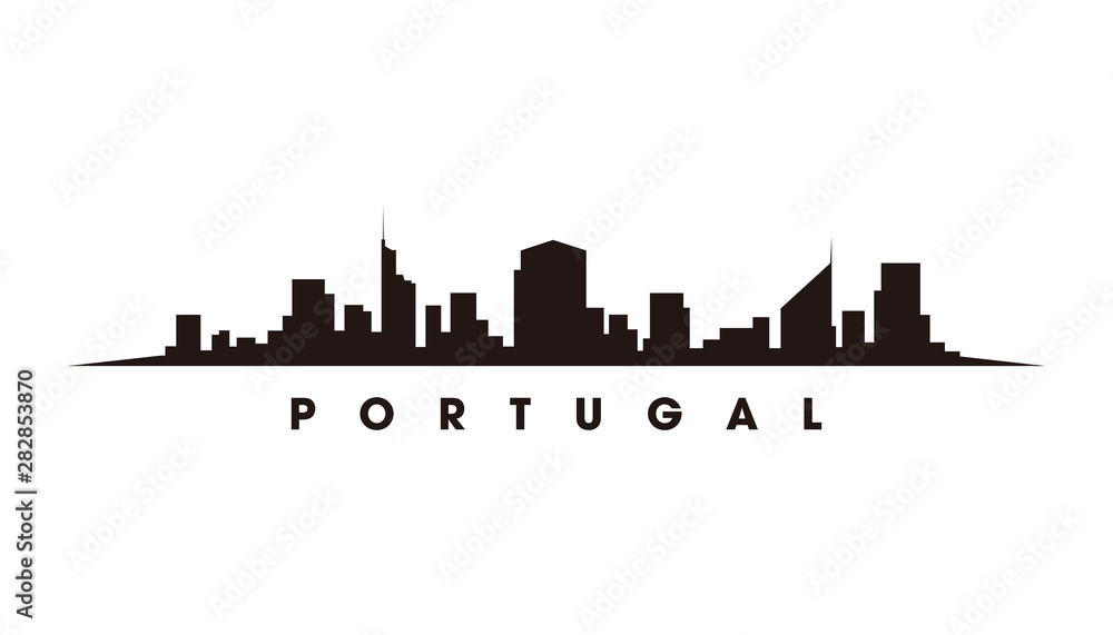 LISBON Portugal skyline and landmarks silhouette vector