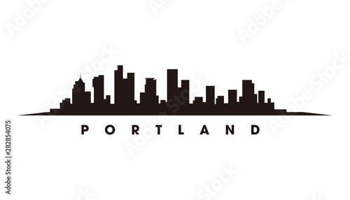 Portland skyline and landmarks silhouette vector