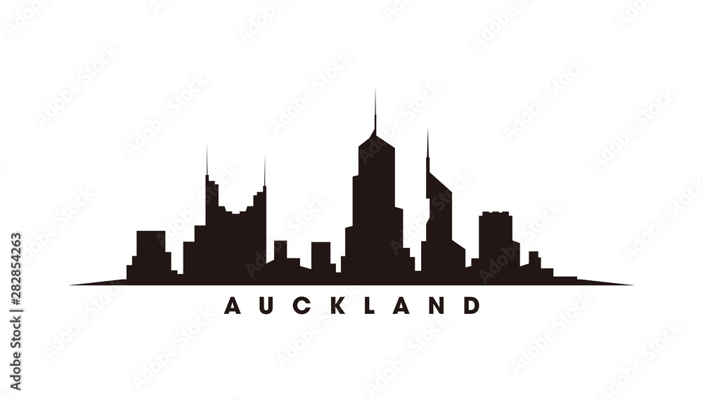 Auckland skyline and landmarks silhouette vector