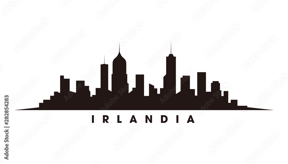 Dublin skyline and landmarks silhouette vector