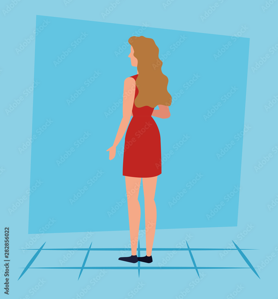 fashion woman with hairstyle and wearing dress design fashion woman with hairstyle and wearing dress design