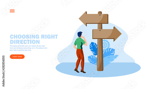 man choosing direction path