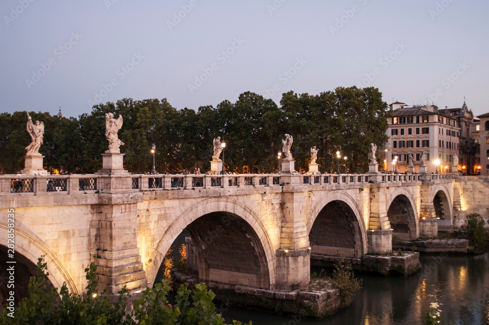 Bridge with sculptures Rome Italy