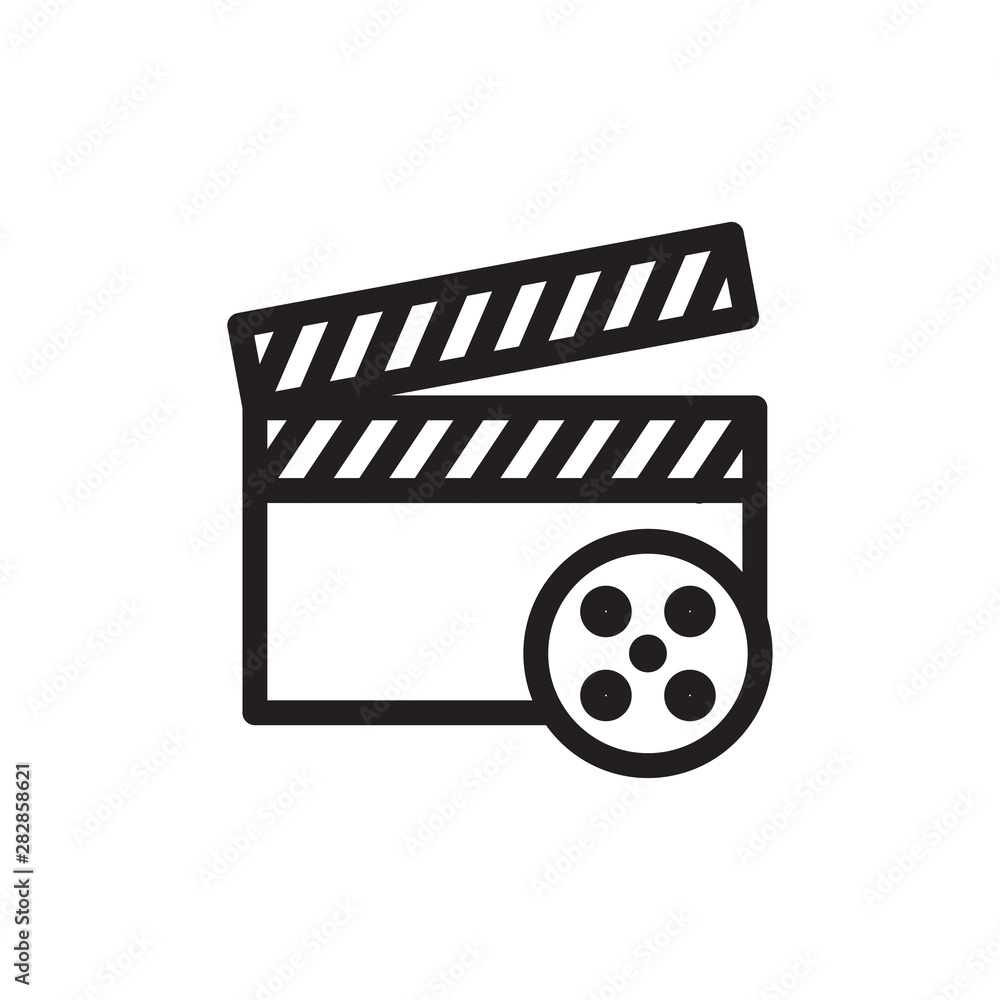 flat line film reel icon. Logo element illustration. film reel design. vector eps 10 . film reel concept. Can be used in web and mobile .