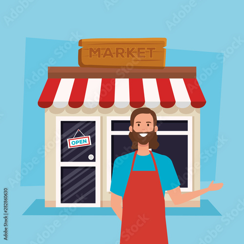 salesman with healthy natural store products