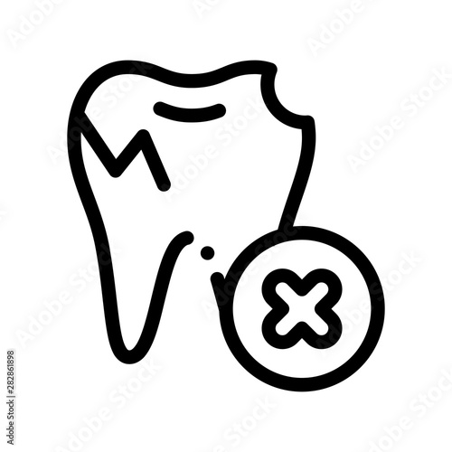 Dentist Stomatology Unhealthy Tooth Vector Icon Sign Thin Line. Caries And Debris Bad Tooth Linear Pictogram. Chairside Assistance Dental Health Service Monochrome Contour Illustration