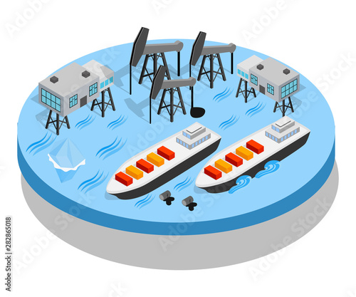 Petroleum concept banner. Isometric banner of petroleum vector concept for web, giftcard and postcard